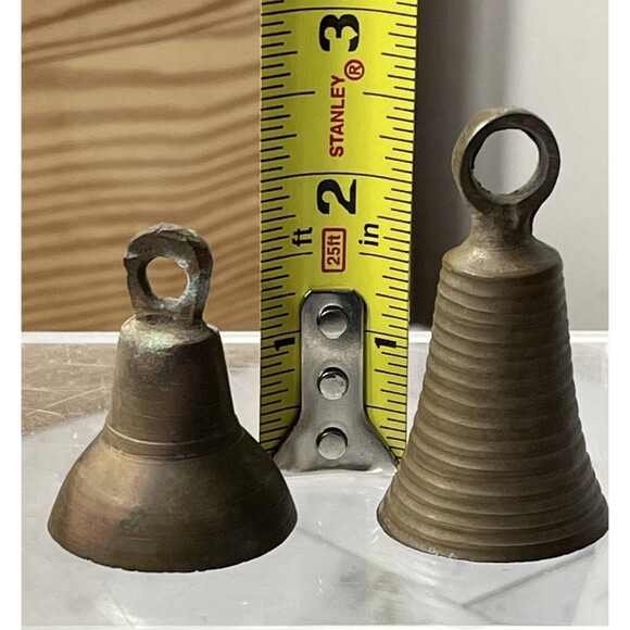 VTG Mid Century Modern 1950s’ HANDMADE BRASS BELLS MADE IN INDIA - Picture 8 of 10